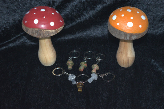 Crystal Mushroom Keyring