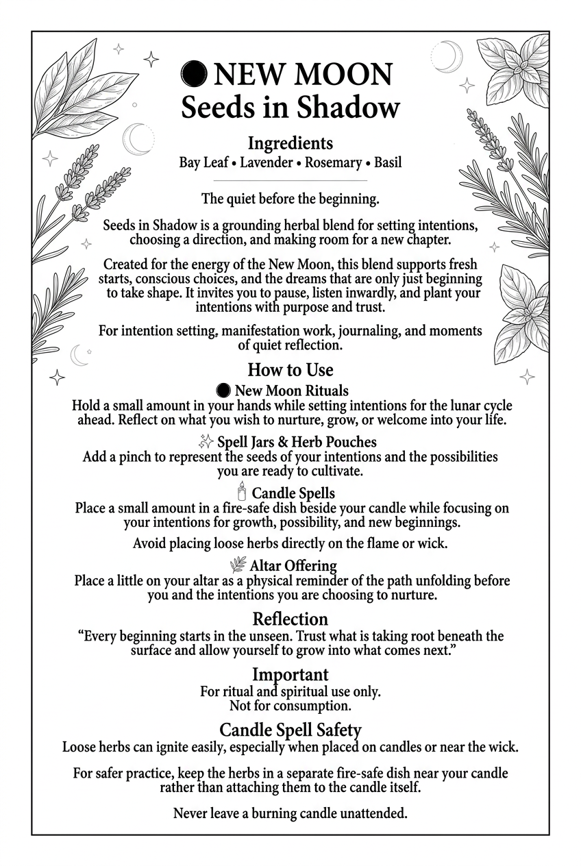 Seeds in Shadow – New Moon Ritual Herb Blend